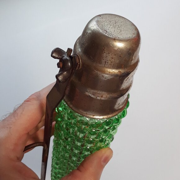 Vintage Art Deco Wall Lamp bullet torpedo glass shade sconce 1930's GREEN - RARE - Picture 11 of 15